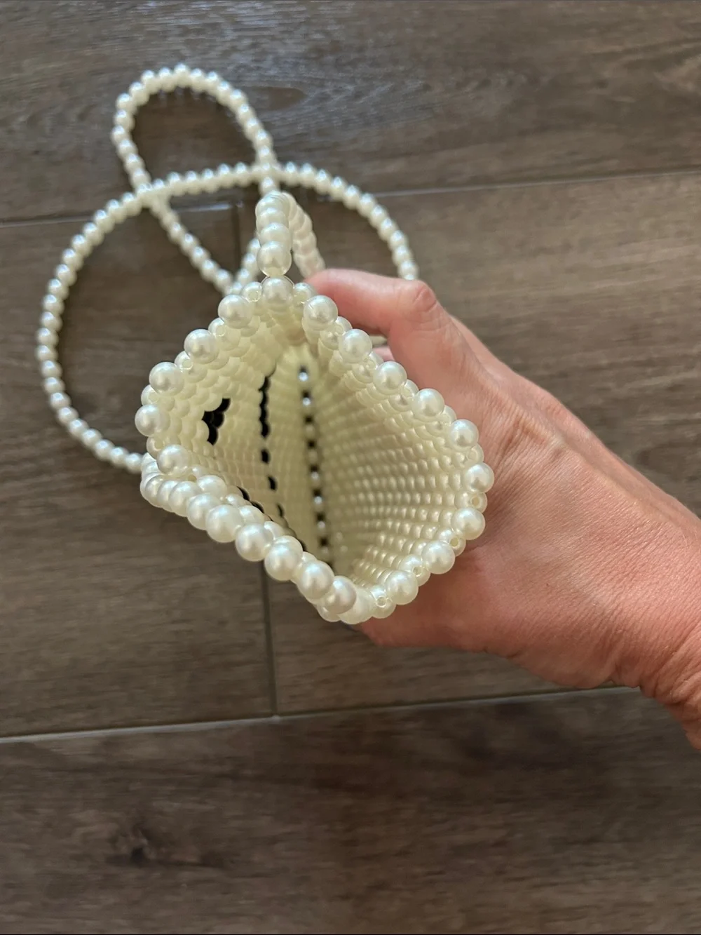 Pearl Beaded Kids Crossbody Bag with Smiley Face